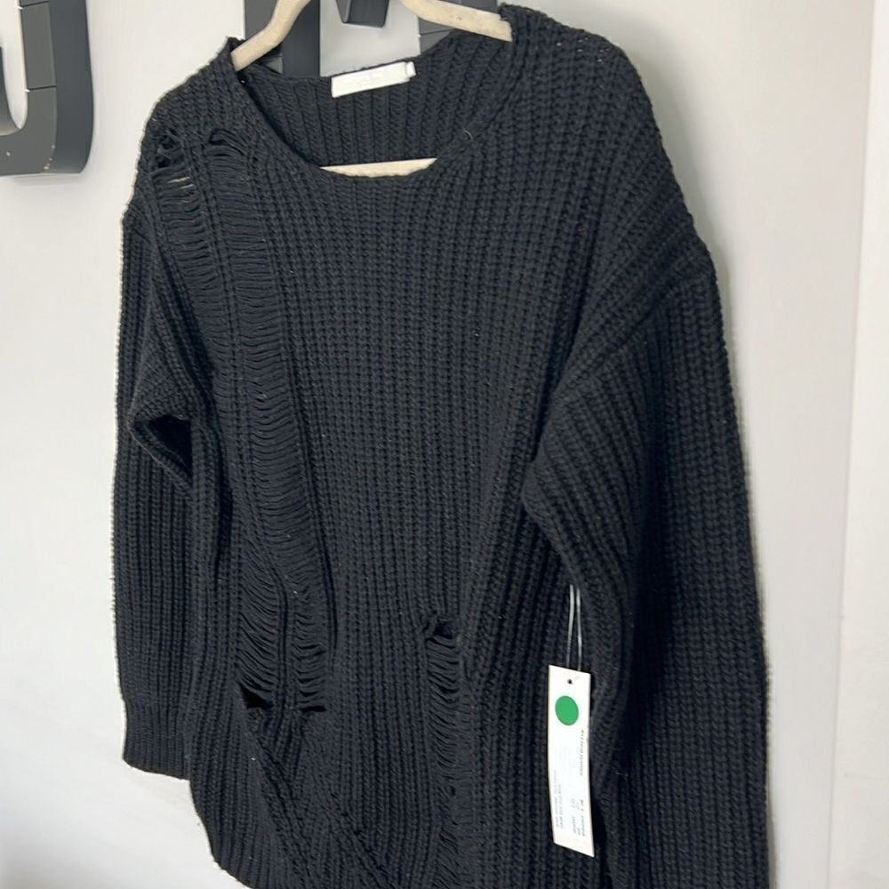 NWT One Grey Day Los Angeles Distressed Cyrus Pullover in Black Size Small - Picture 8 of 8